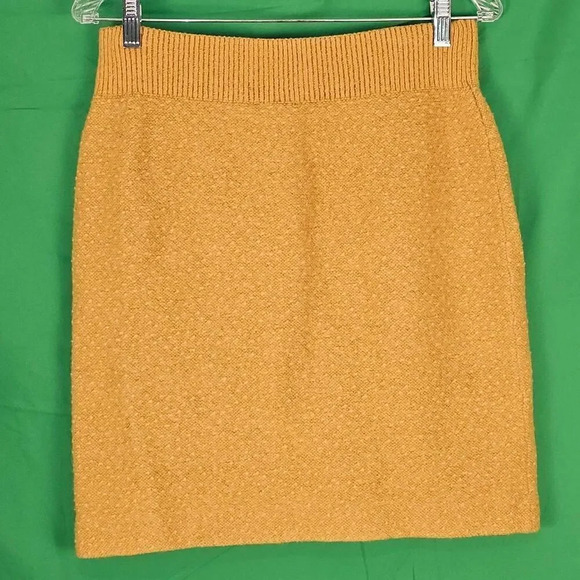 Moth Anthropologie Womens Mustard Yellow Sweater Pencil‎ Skirt Medium - Picture 2 of 5